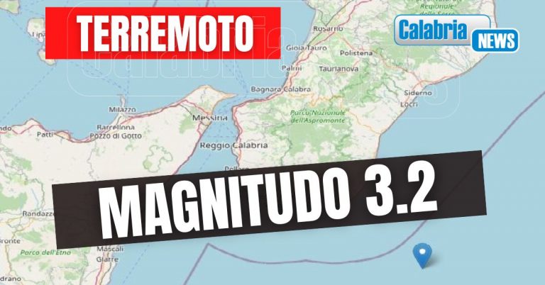 L’evento sismico alle 14:18 nel mare Jonio al largo della costa sud orientale della Calabria