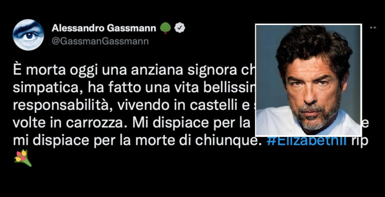 “E’ morta una anziana signora…”: web scatenato per un tweet di Alessandro Gassman sulla regina Elisabetta