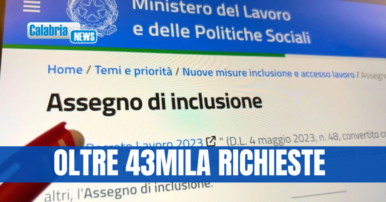 Assegno di inclusione, 563mila domande totali: Calabria al 7,7%, record Campania e Sicilia