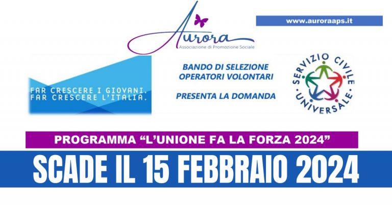Servizio Civile Universale: “Aurora” Associazione di Promozione Sociale seleziona 154 Volontari