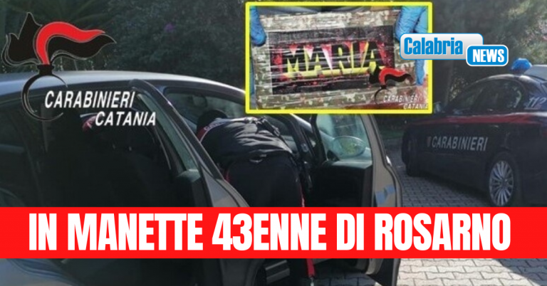 In viaggio col figlio dalla Calabria, arrestato nel Catanese con 1,3 kg di cocaina nascosta in auto