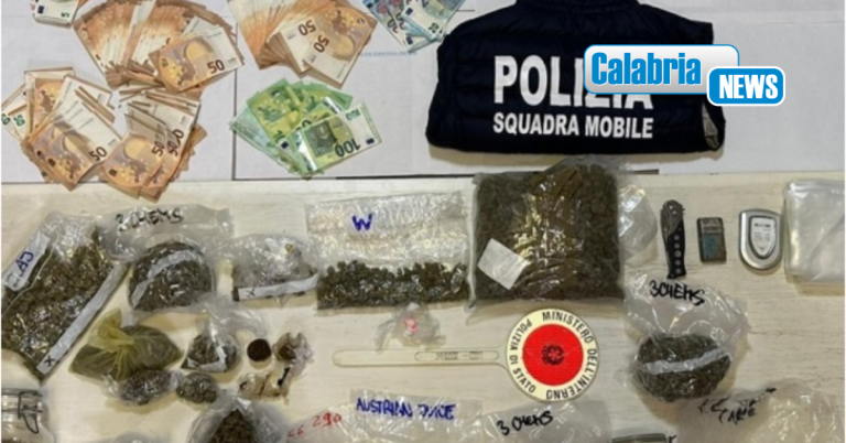 Crotone, arrestato incensurato: in casa aveva vero “market” della droga