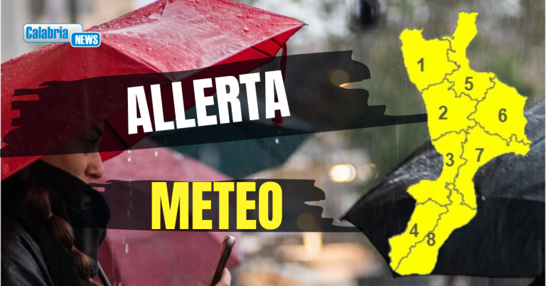 Meteo Calabria, nuovo avviso condizioni avverse: giovedì con pioggia e temporali, rischio grandinate
