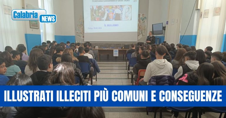 Bullismo nelle scuole: i Carabinieri di Gioia Tauro incontrano 300 alunni delle scuole medie
