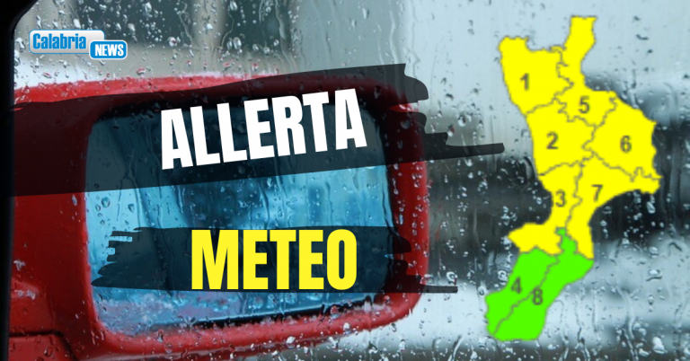 Meteo, sarà un lunedì con pioggia e vento forte: allerta gialla su gran parte della Calabria