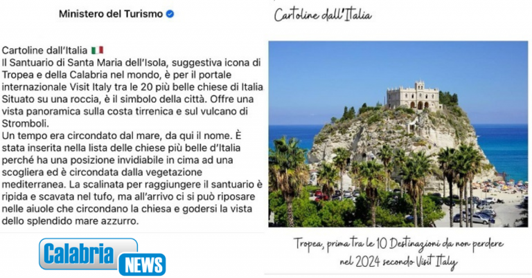Ministero del Turismo promuove Tropea: sui social è la cartolina dall’Italia