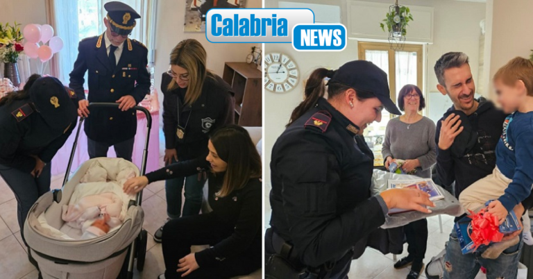 Cosenza, anche la Polizia ha festeggiato il ritorno a casa della neonata Sofia