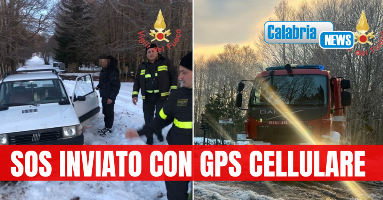 Volevano raggiungere la Sila in auto ma restano bloccati dalla neve: Soccorsi dai Vigili del fuoco