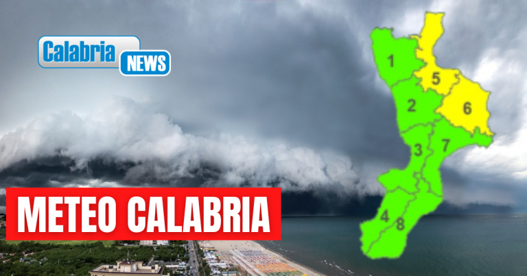 Domenica con nuvole e pioggia, l’allerta gialla confermata su Ionio Crotonese e Cosentino