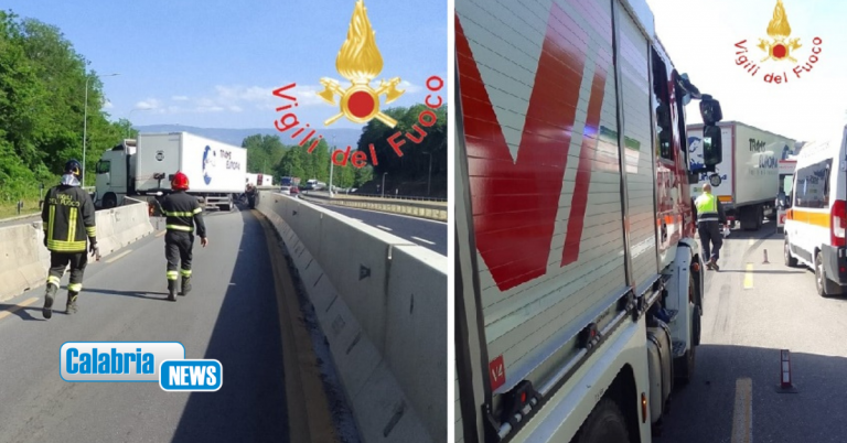 Impatto autoarticolato-minibus della Polizia sulla A2 a Sant’Onofrio: 6 agenti feriti in ospedale