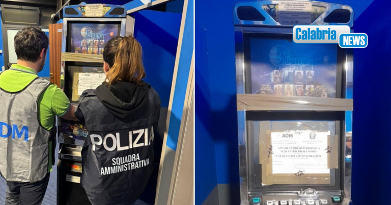 Polizia e Agenzia Dogane e Monopoli scoprono slot machine manomesse in locale a Catanzaro