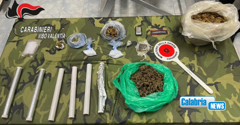 Carabinieri arrestano 29enne nel Vibonese, in casa scoperto oltre 1 chilo e mezzo di droga