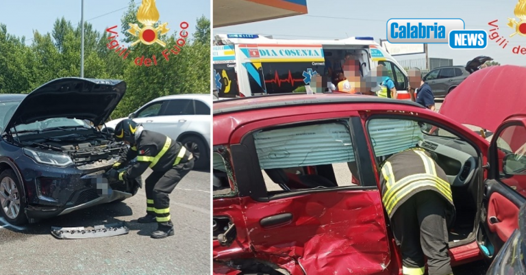 Violento impatto fra tre mezzi a Rende: quattro feriti di cui uno in gravi condizioni