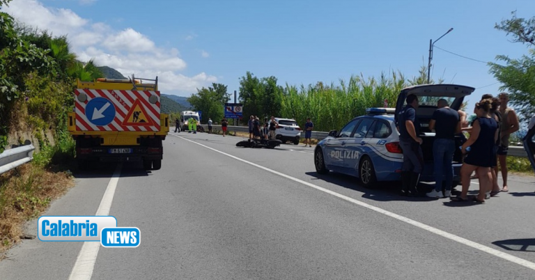 San Lucido, violento impatto auto-moto sulla SS18: centauro in gravi condizioni in elisoccorso a Cosenza