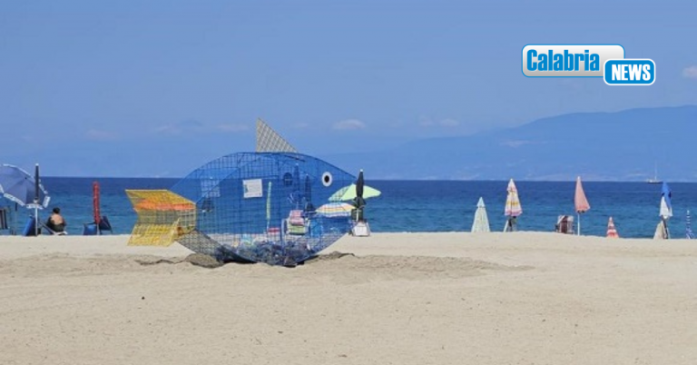 Vibo Valentia, Installato un “pesce mangiaplastica” sulla spiaggia di Bivona