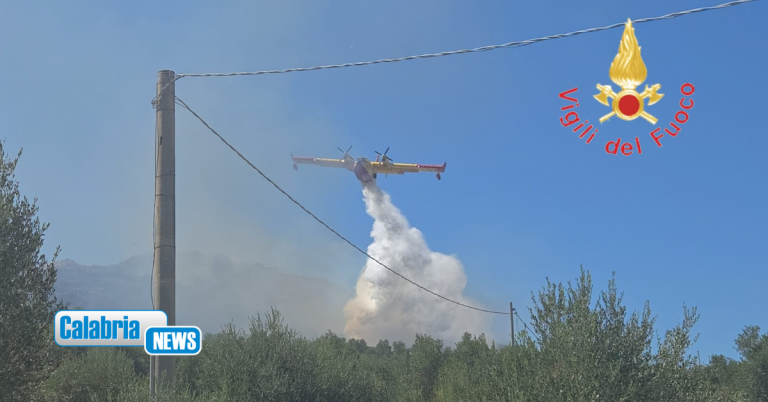 VIDEO-Vasto incendio boschivo in località ‘Cutruzzo’ di Borgia: fiamme lambiscono agriturismo