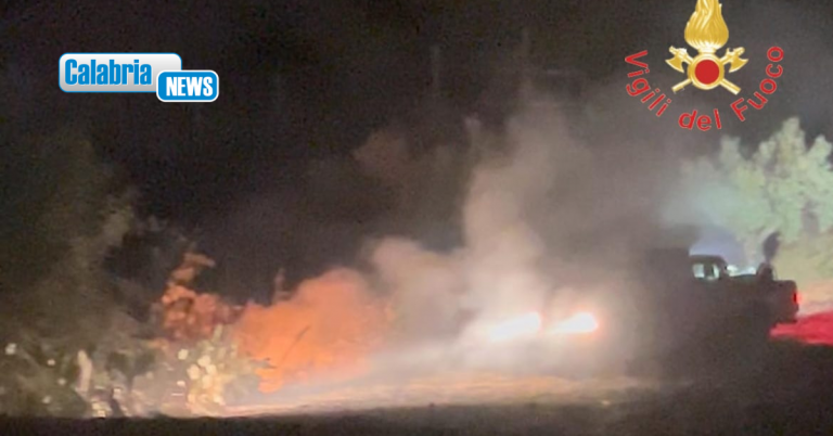 VIDEO-Notte di fuoco a Sellia: incendio di vegetazione minaccia abitazioni