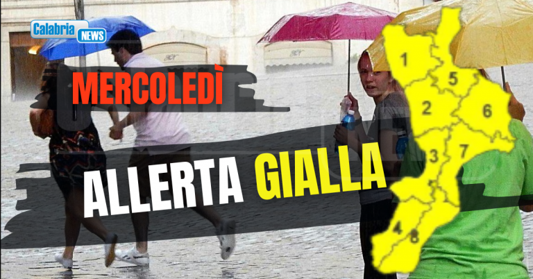 Sulla Calabria sarà un mercoledì con temporali, locali grandinate e raffiche di vento