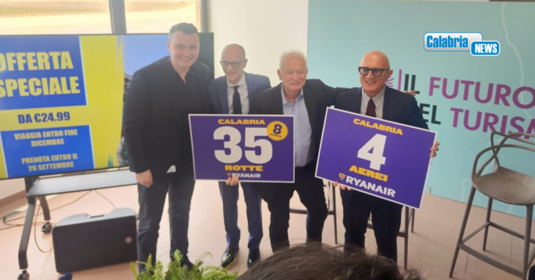 L’annuncio di Ryanair per il programma invernale: dalla Calabria 8 nuove rotte e un nuovo aereo