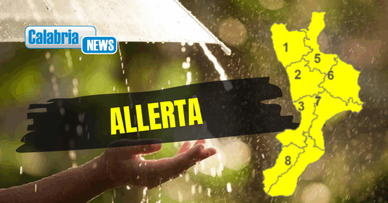 Meteo Calabria, venerdì con piogge e forti temporali: è allerta gialla