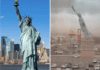 Il vento abbatte la Statua della Libertà (ma non quella di New York): il video