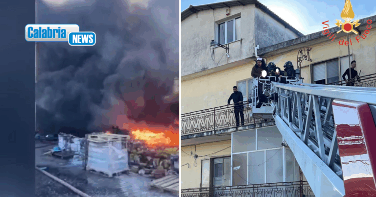 VIDEO-Lamezia, in fiamme edificio in viale San Bruno: molta paura, persone messe in salvo
