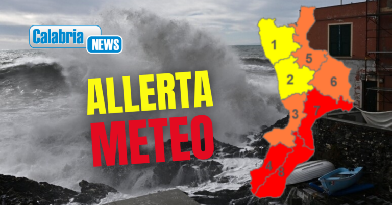 Ondata di maltempo con vento e mareggiate sulla Calabria: allerta rossa e arancione