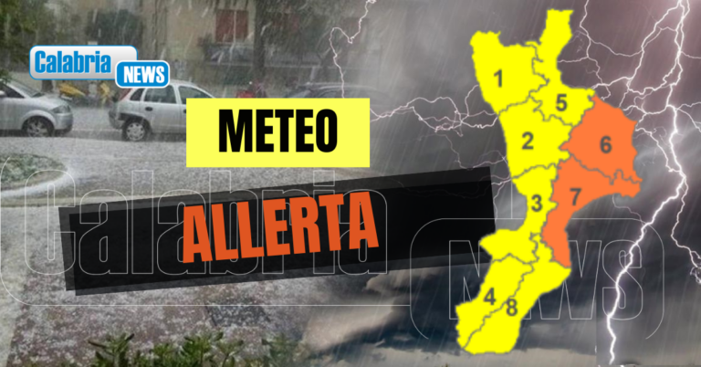 Lunedì con allerta arancione nella fascia ionica e gialla sul resto della Calabria