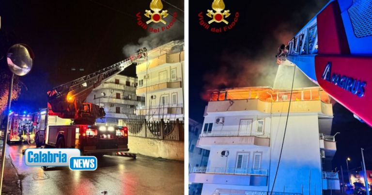 Crotone, nella notte incendio divampa all’ultimo piano di una palazzina: un ferito