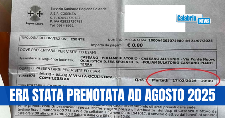 Cassano, visita oculistica per bimba di 3 anni fissata il 17 febbraio rinviata a data da destinarsi