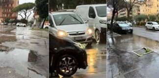 Nubifragio su Roma, strade allagate e traffico in tilt