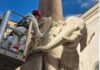Roma, Elefante di Bernini restaurato dopo distacco della zanna