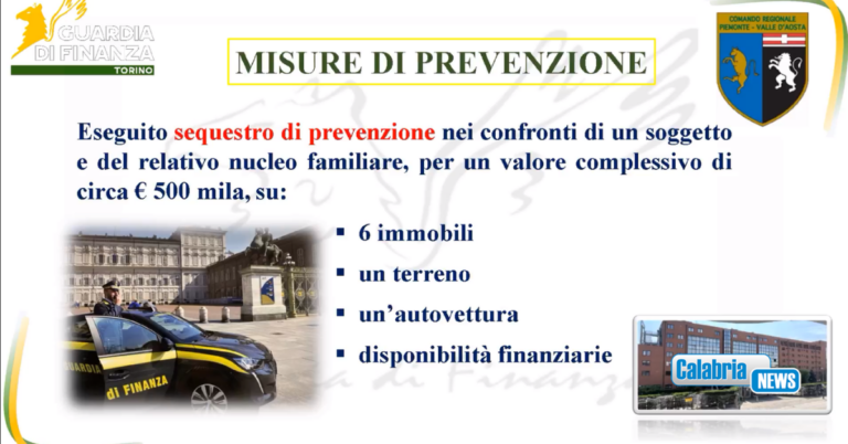 VIDEO-Torino: sequestro da 500mila euro a condannato per ‘ndrangheta, armi e contrabbando