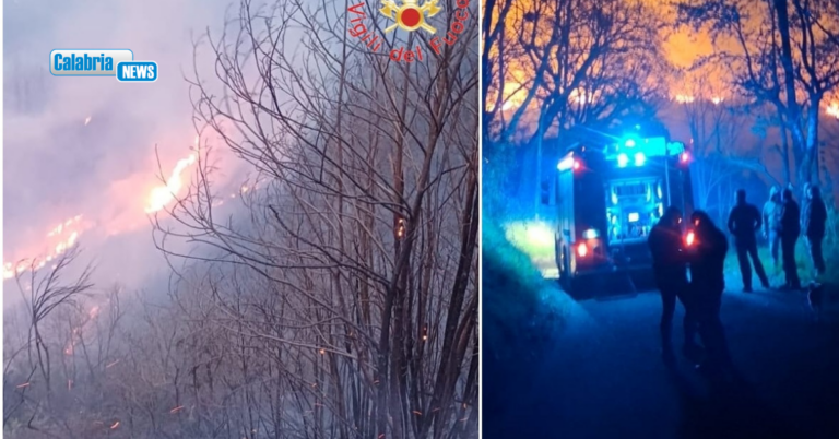 VIDEO-Vasta area boscata in fiamme tra Martirano Antico e Conflenti: VVFF impegnati da ore
