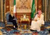 Meloni vede Mohammed bin Salman: “Sforzi per soluzione diplomatica conflitto in Iran”