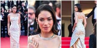Cannes, Elodie sul tappeto rosso con un look da diva d’altri tempi