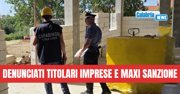 Sospesi lavori in cantiere edile del Catanzarese: lavoratori in nero, mancanza sicurezza e sub-appalto irregolare