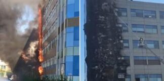 Napoli, incendio all’ospedale del Mare: fiamme e alta colonna di fumo nero