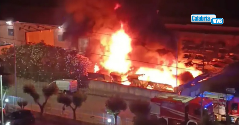 VIDEO-Incendio nella notte nel deposito di ‘Ecologia Oggi’ a Cosenza: nessuna ipotesi esclusa