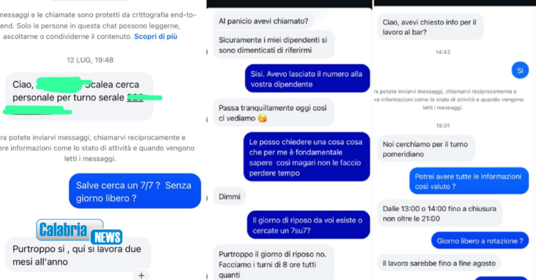 Lettere a calabrianews: In estate turni senza riposo e paghe da fame, il racconto di una giovane ragazza