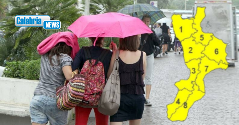 Maltempo, mercoledì 2 settembre allerta meteo gialla per temporali su tutta la Calabria