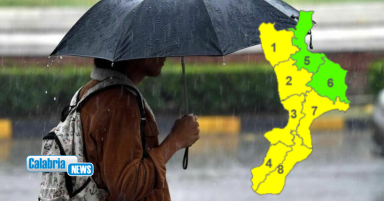 Scende il livello di allerta meteo in Calabria: domenica codice giallo in diverse aree